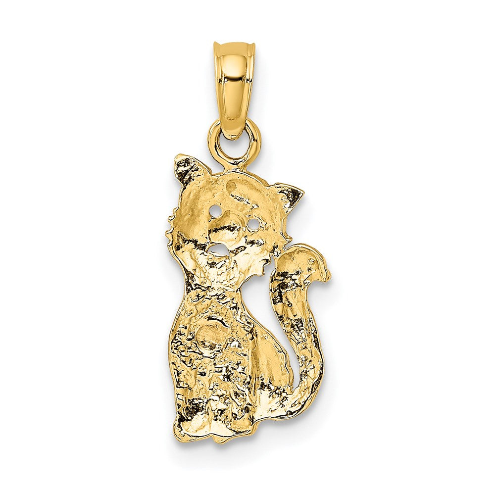 14k Two-tone 9.1 mm Two-Tone Cat w/ Heart Charm (1.05 grams)