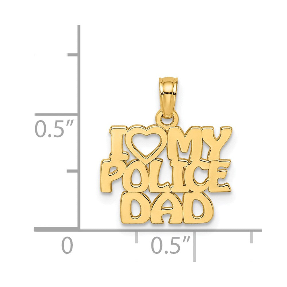 14k Yellow Gold 15.35 mm I HEART MY POLICE DAD Charm