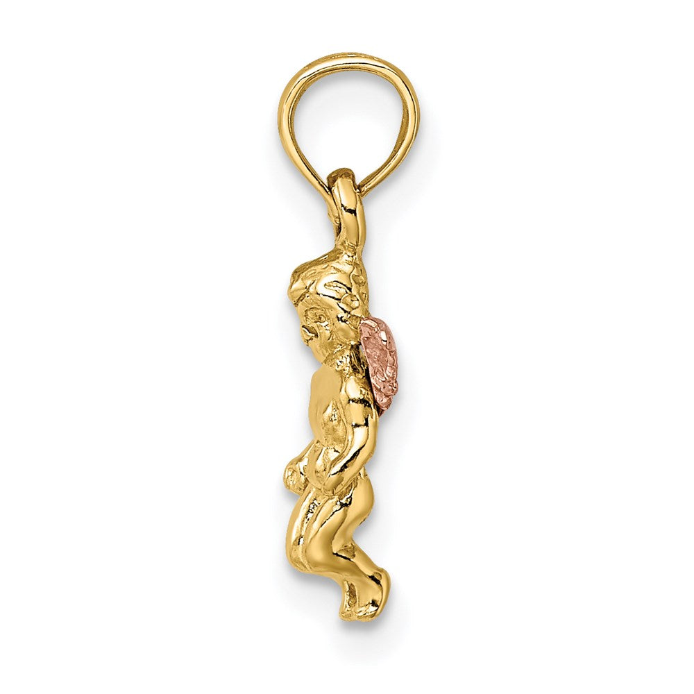 14k Two-tone 10 mm Two-Tone 3-D Mini Guardian Angel Charm (0.9 grams)