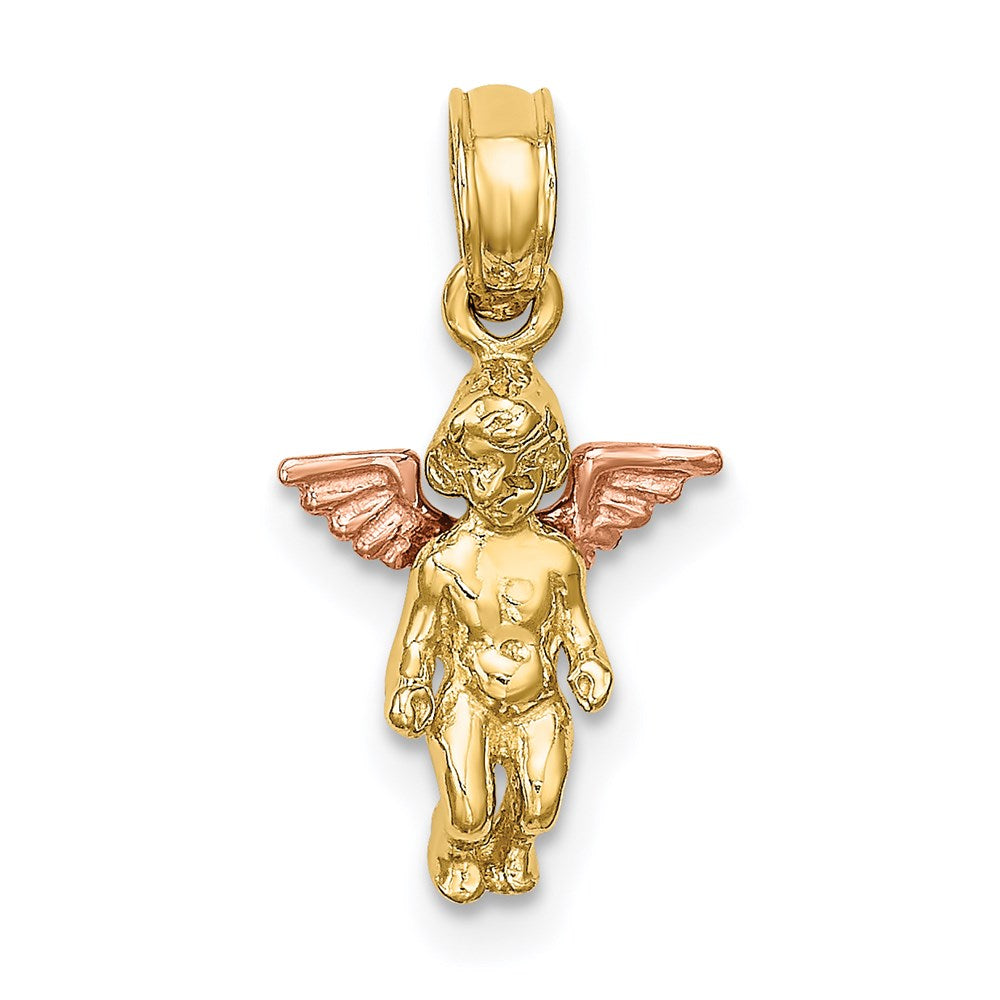 14k Two-tone 10 mm Two-Tone 3-D Mini Guardian Angel Charm (0.9 grams)