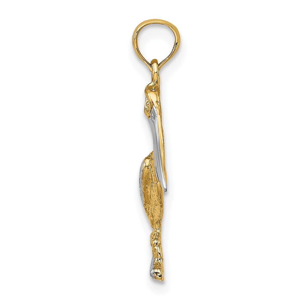 14k Yellow & Rhodium 16 mm Standing Pelican Charm (1.27 grams)