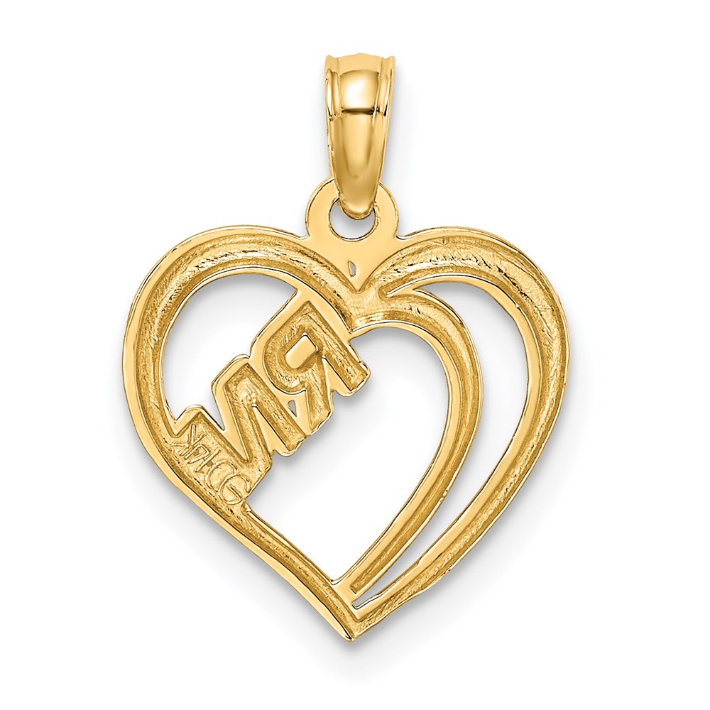 14k Yellow & Rhodium 13.6 mm RN Inside Double Hearts Charm (0.67 grams)