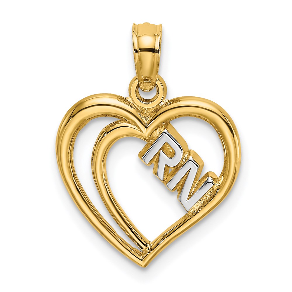 14k Yellow & Rhodium 13.6 mm RN Inside Double Hearts Charm (0.67 grams)