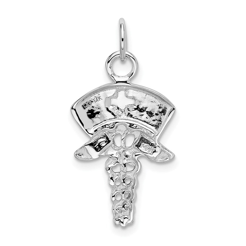 14k White Gold 12 mm Nurse Symbol Charm (1.11 grams)