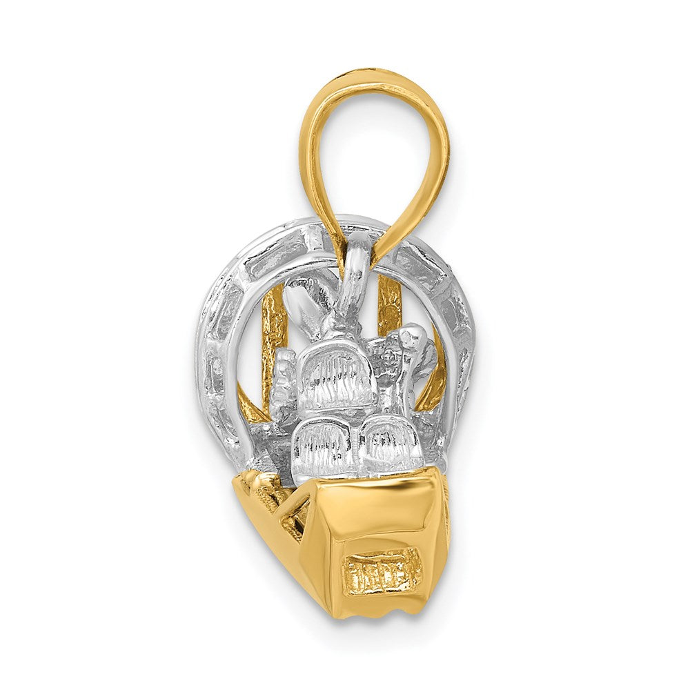 14k Two-tone 27.75 mm Two-Tone 3-D Airboat Charm (8.79 grams)