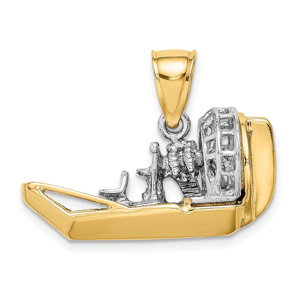 14k Two-tone 27.75 mm Two-Tone 3-D Airboat Charm (8.79 grams)
