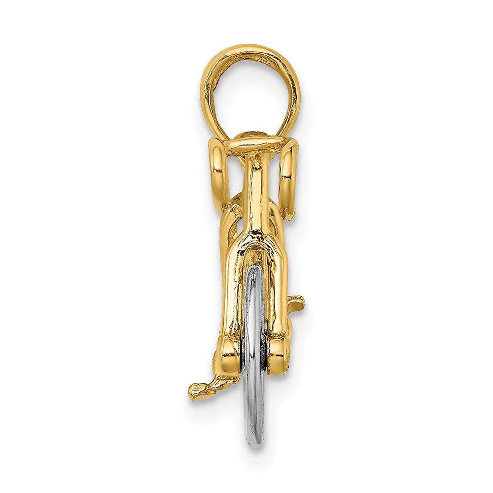 14k Two-tone 22.9 mm 3-D Ten Speed Bicycle Charm (2.26 grams)