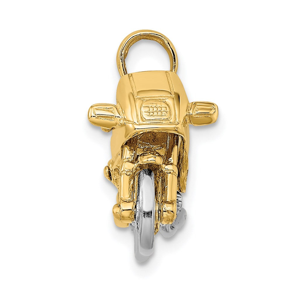 14k Two-tone 25.2 mm 3-D Moveable Motorcycle Charm (5.65 grams)