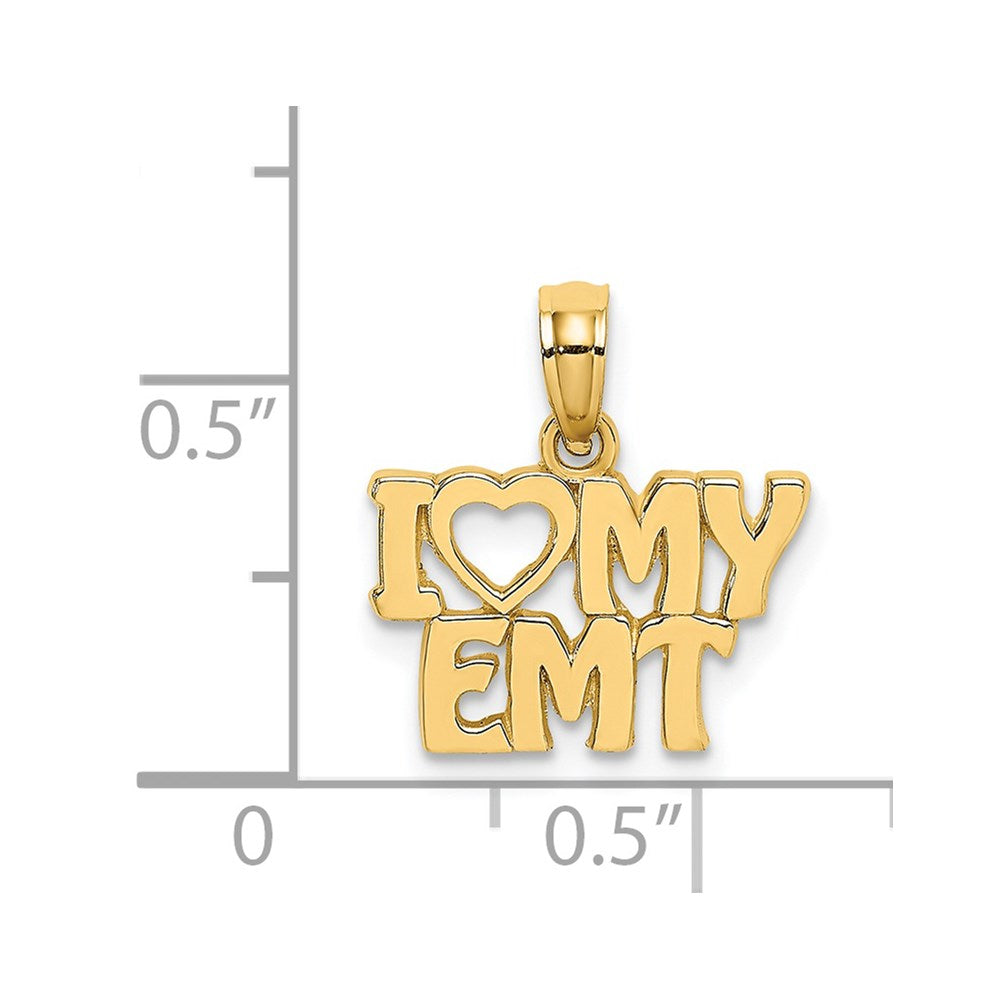 14k Yellow Gold 14.6 mm I LOVE MY EMT Charm (0.96 grams)