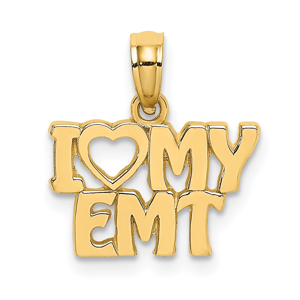14k Yellow Gold 14.6 mm I LOVE MY EMT Charm (0.96 grams)