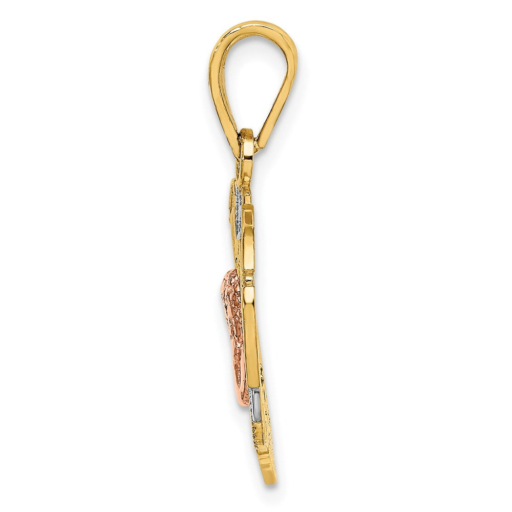 14k Two-tone 20 mm Angel In Heart Charm (1.78 grams)