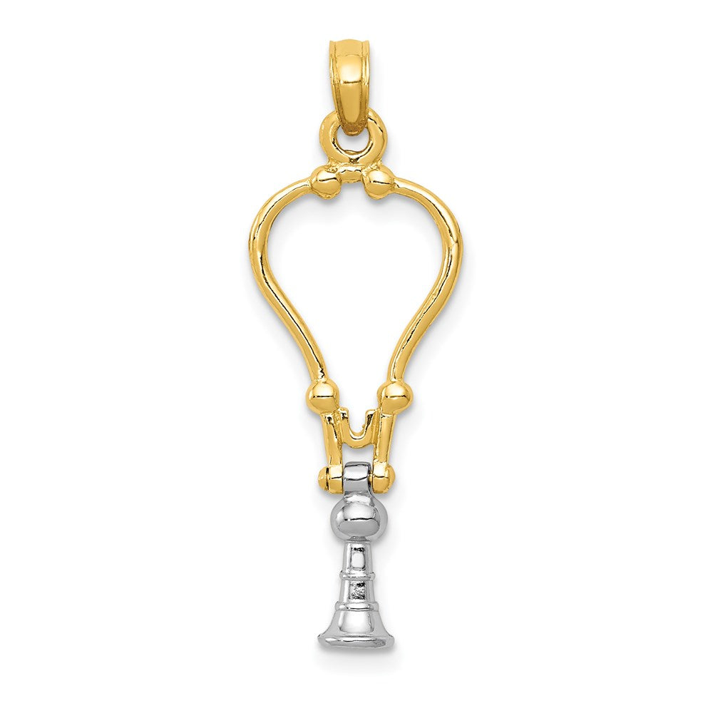 14k Two-tone 11 mm Two-Tone 3-D Stethoscope Pendant (1.19 grams)