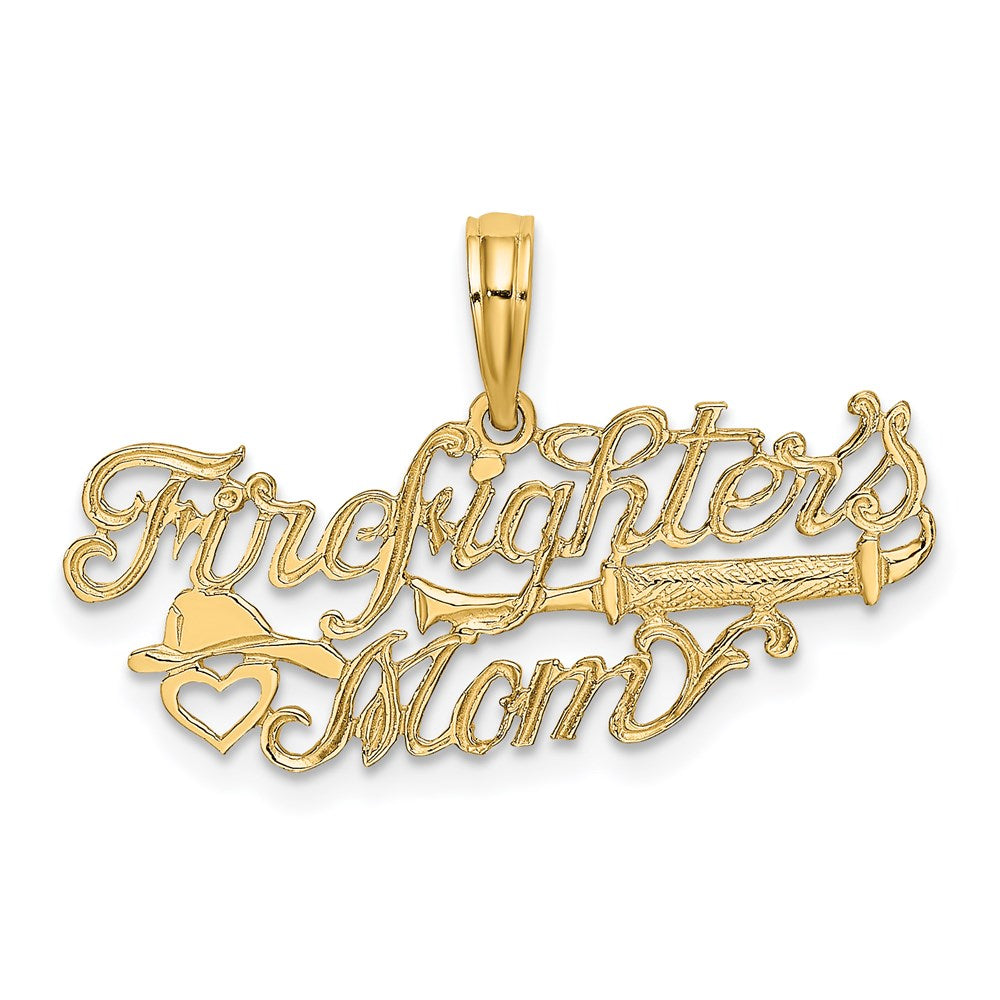 14k Yellow Gold 27.8 mm FIREFIGHTER'S MOM Charm (1.04 grams)