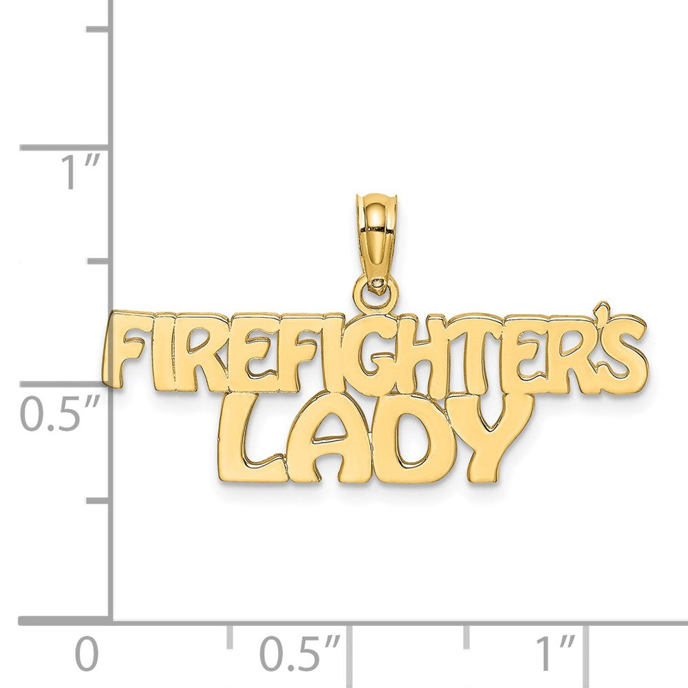 14k Yellow Gold 30.2 mm FIREFIGHTER'S LADY Charm (1.36 grams)