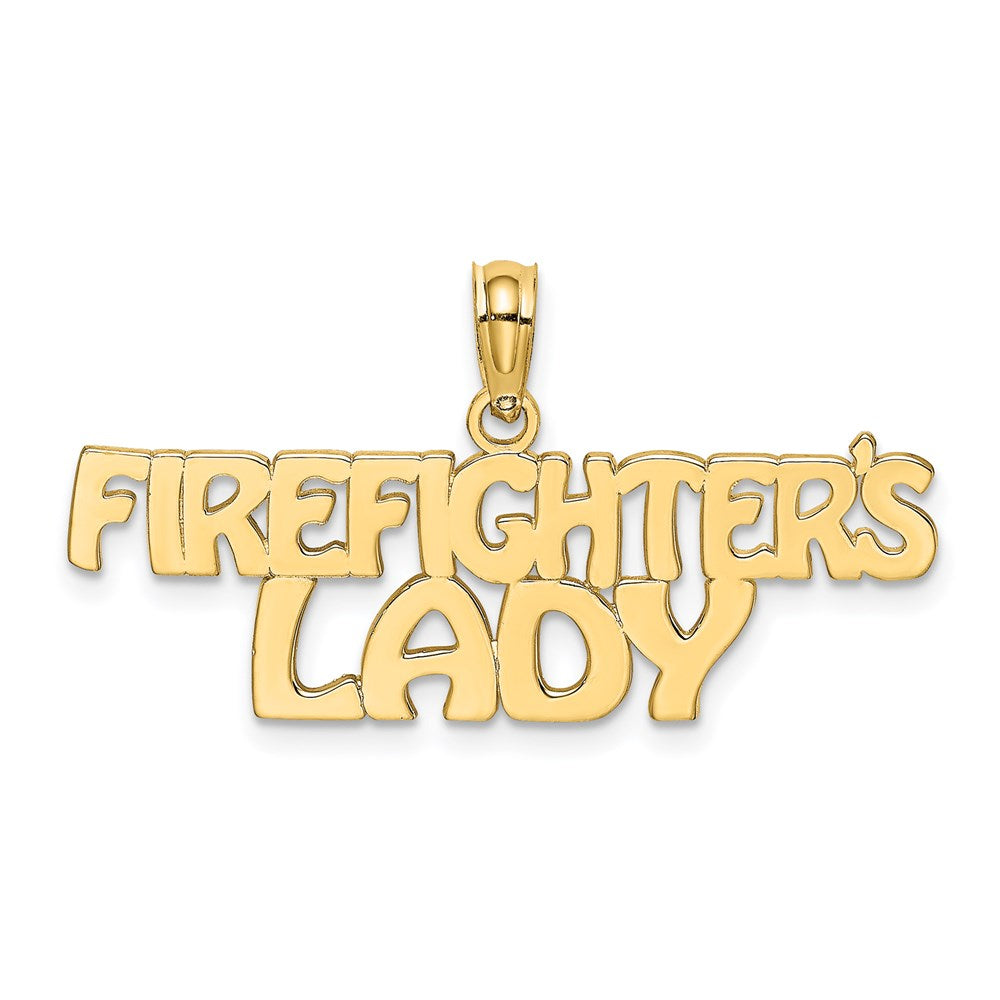 14k Yellow Gold 30.2 mm FIREFIGHTER'S LADY Charm (1.36 grams)