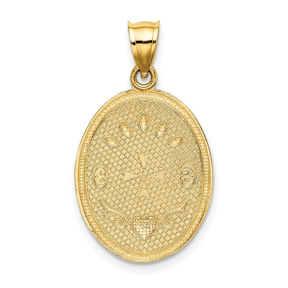 14k Yellow & Rhodium 16 mm Oval Cherub W/ Heart Charm (1.8 grams)