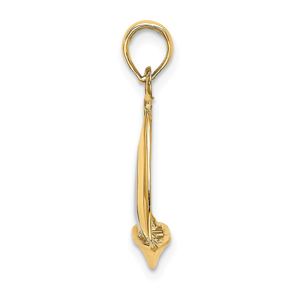 14k Yellow & Rhodium 15.4 mm 3-D Polished Sailboat Charm (1.52 grams)