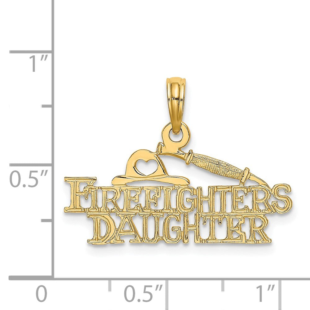 14k Yellow Gold 26.5 mm FIREFIGHTER'S DAUGHTER Charm (1.04 grams)