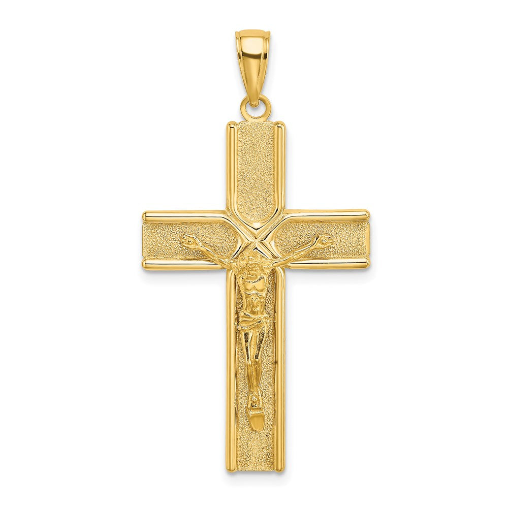 14k Yellow Gold 21 mm W/ Satin Finish Crucifix Charm (2.29 grams)