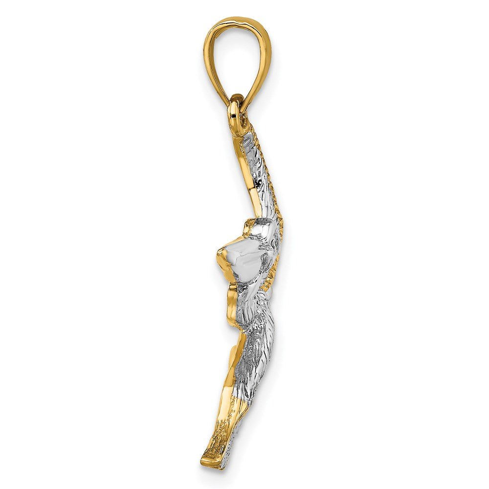 14k Yellow & Rhodium 24.2 mm Flying Pelican Charm (3.9 grams)