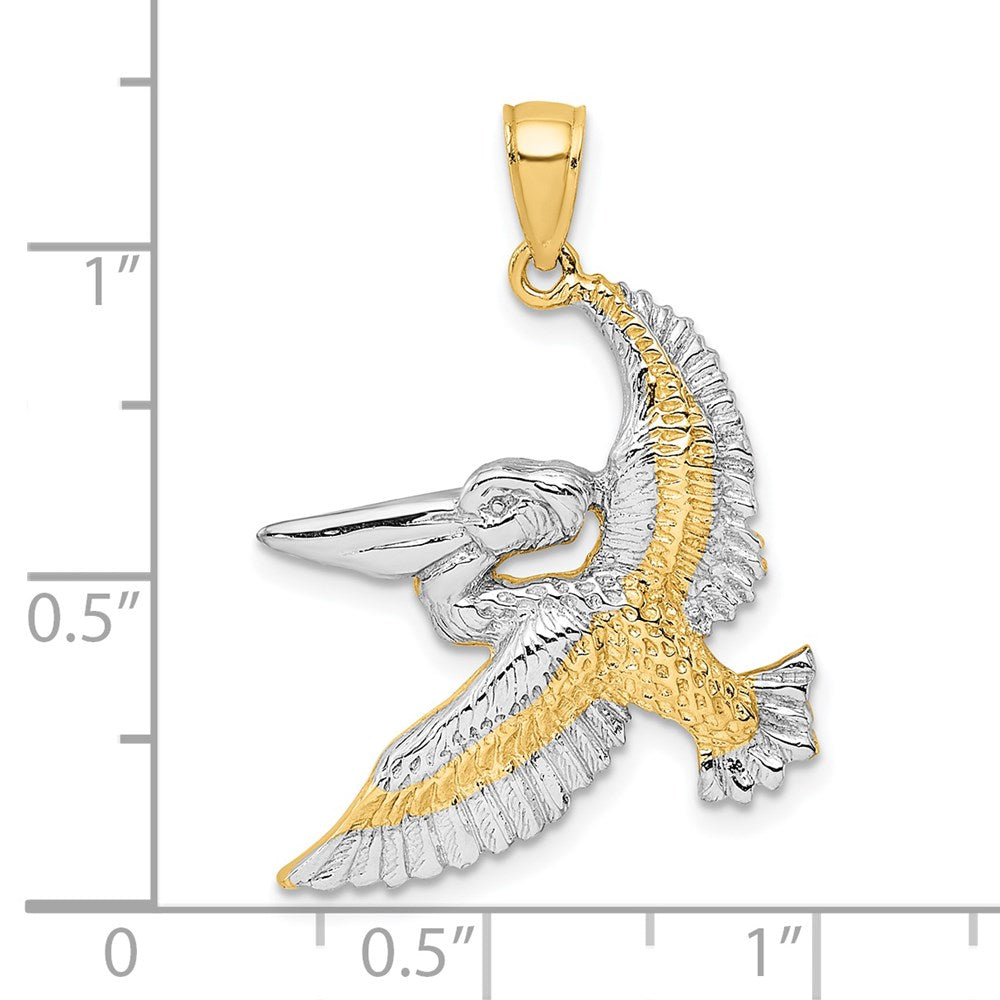 14k Yellow & Rhodium 24.2 mm Flying Pelican Charm (3.9 grams)