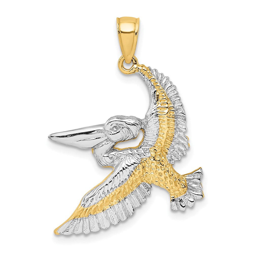 14k Yellow & Rhodium 24.2 mm Flying Pelican Charm (3.9 grams)