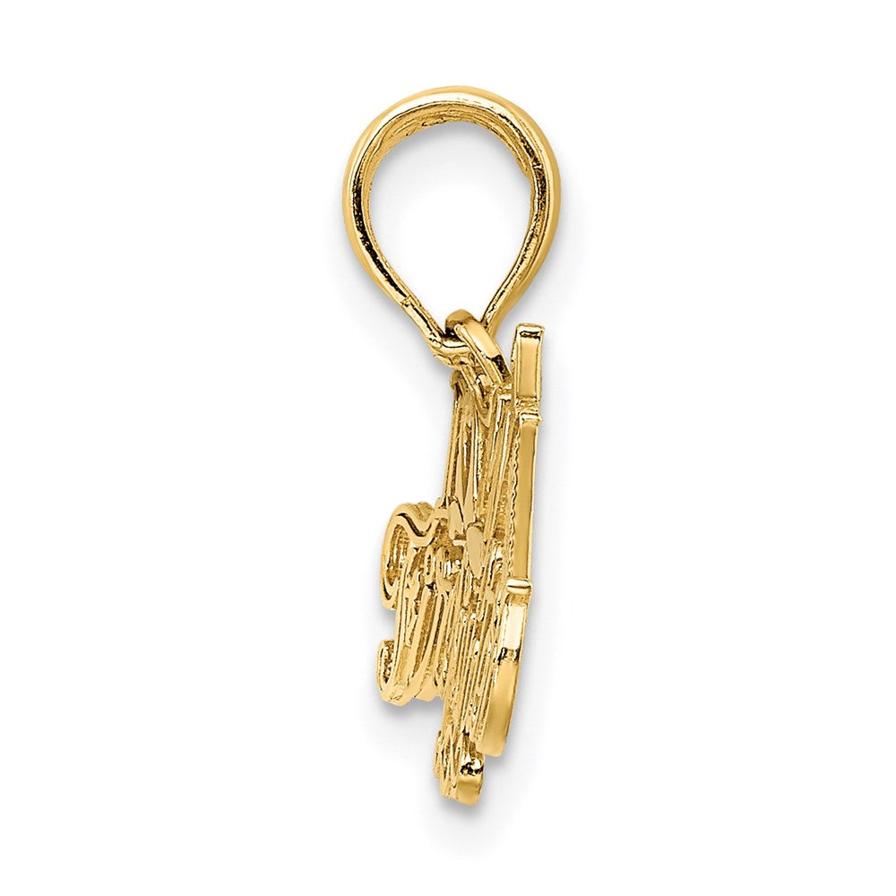 14k Yellow Gold 26 mm I LOVE MY FIREFIGHTER Charm (0.96 grams)