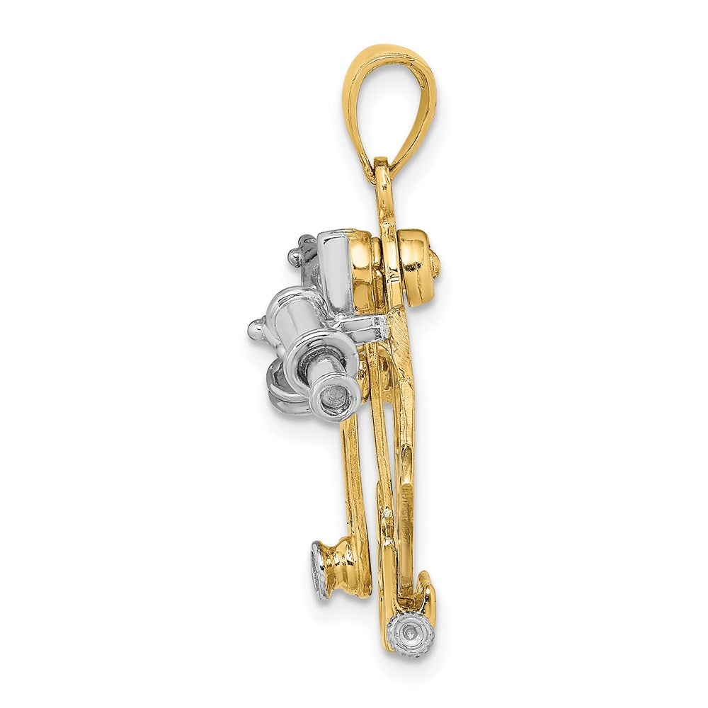 14k Two-tone 24.76 mm 3-D Moveable Sextant Charm (4.81 grams)