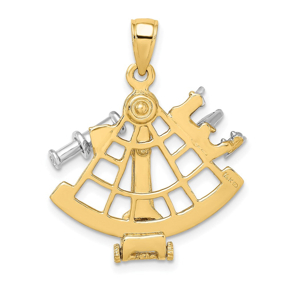 14k Two-tone 24.76 mm 3-D Moveable Sextant Charm (4.81 grams)