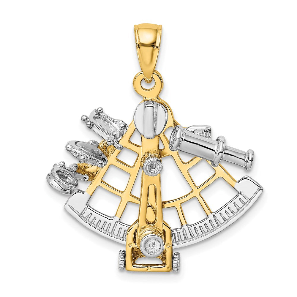 14k Two-tone 24.76 mm 3-D Moveable Sextant Charm (4.81 grams)