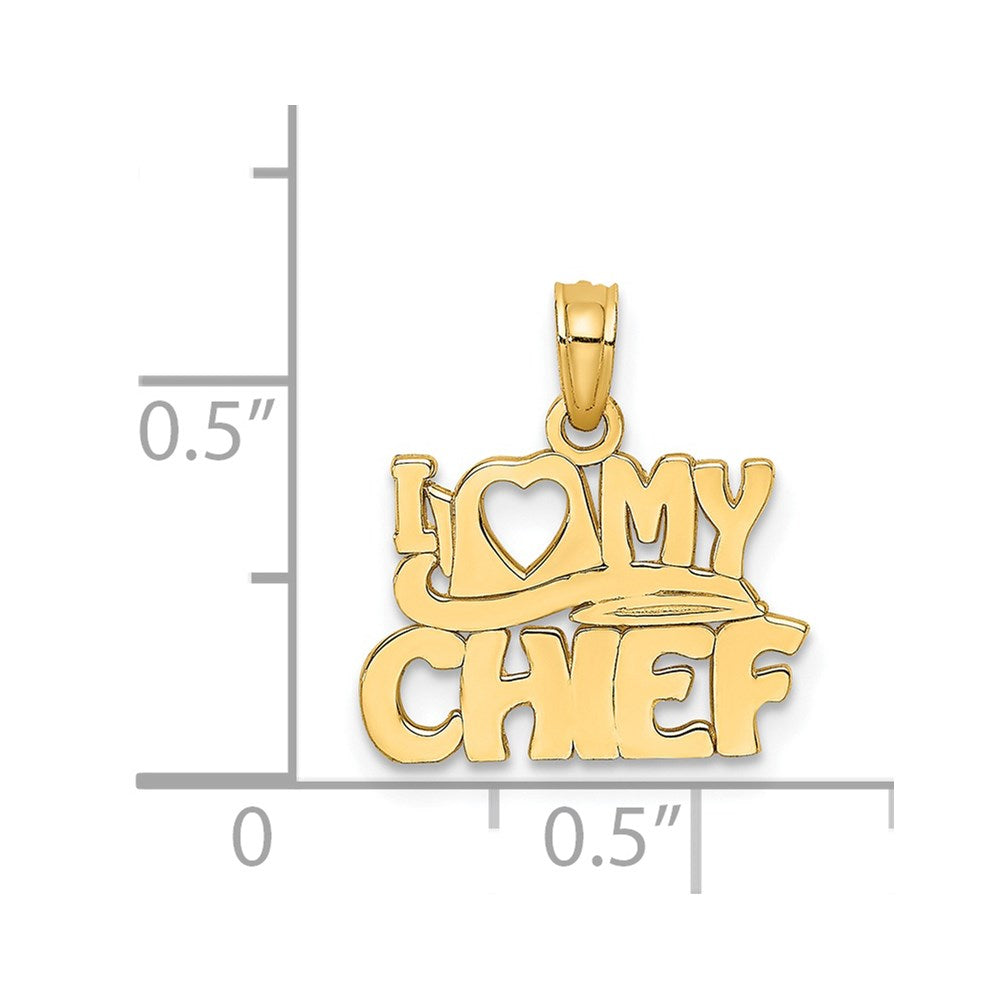 14k Yellow Gold 15.3 mm I LOVE MY CHIEF Charm (0.97 grams)