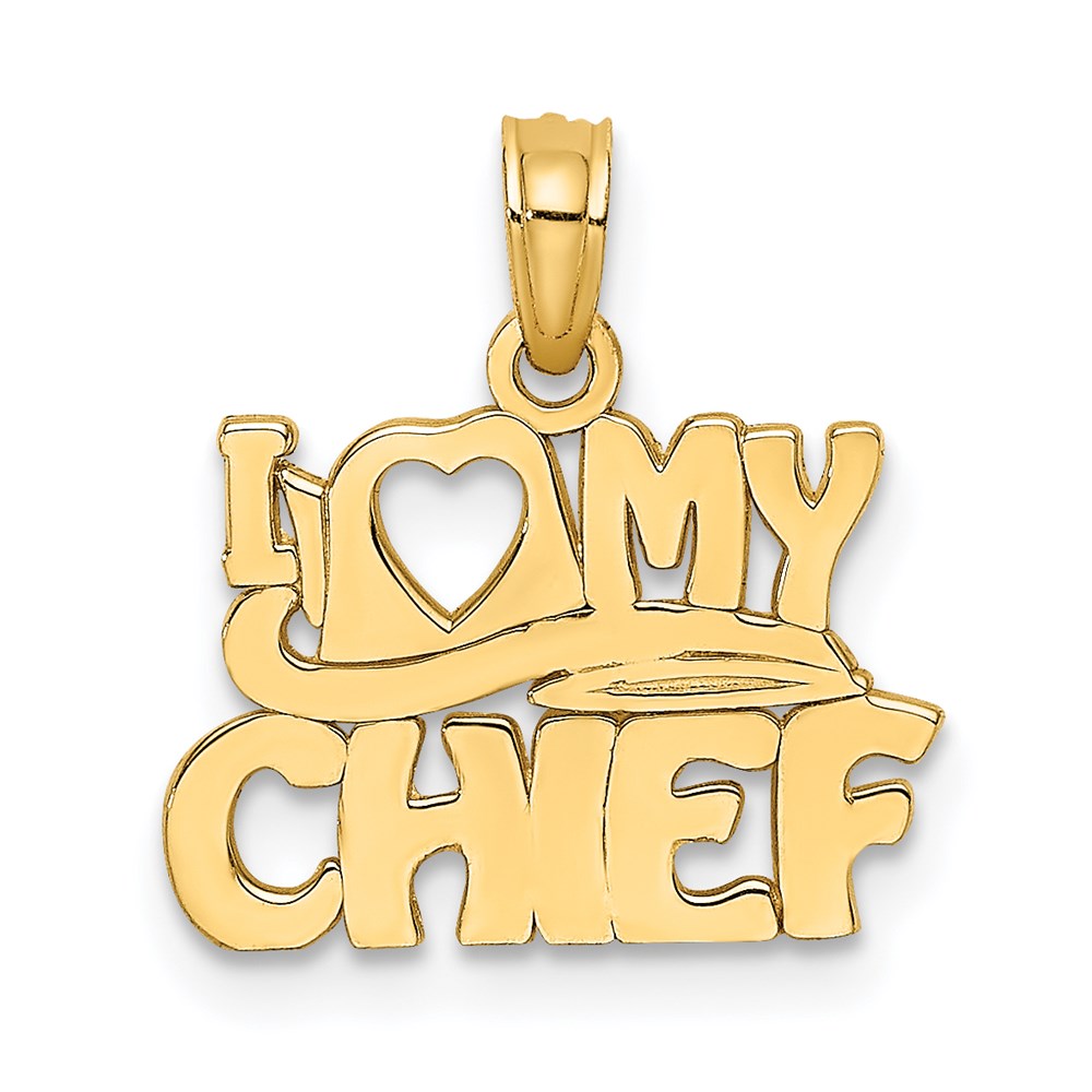 14k Yellow Gold 15.3 mm I LOVE MY CHIEF Charm (0.97 grams)