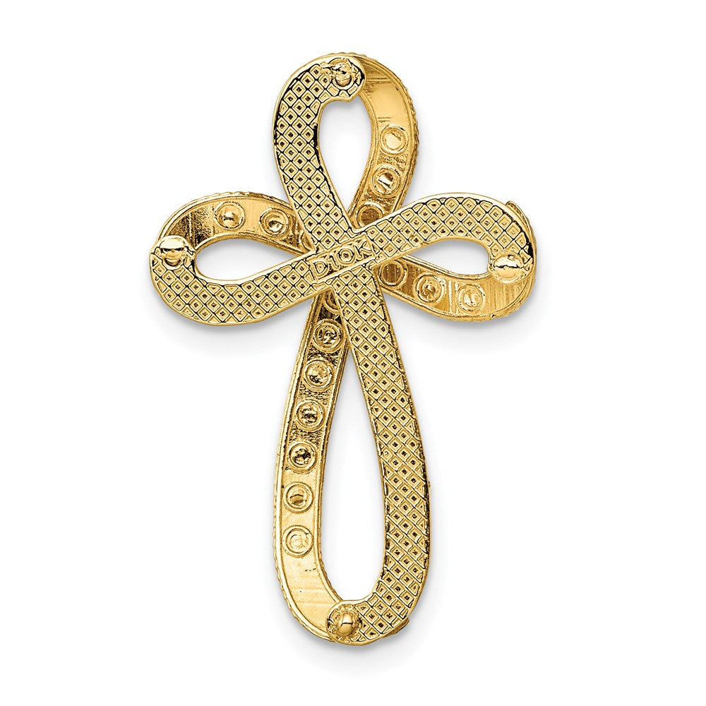 14k Yellow & Rhodium 17 mm Diamond-Cut Twisted Cross Charm (1.66 grams)