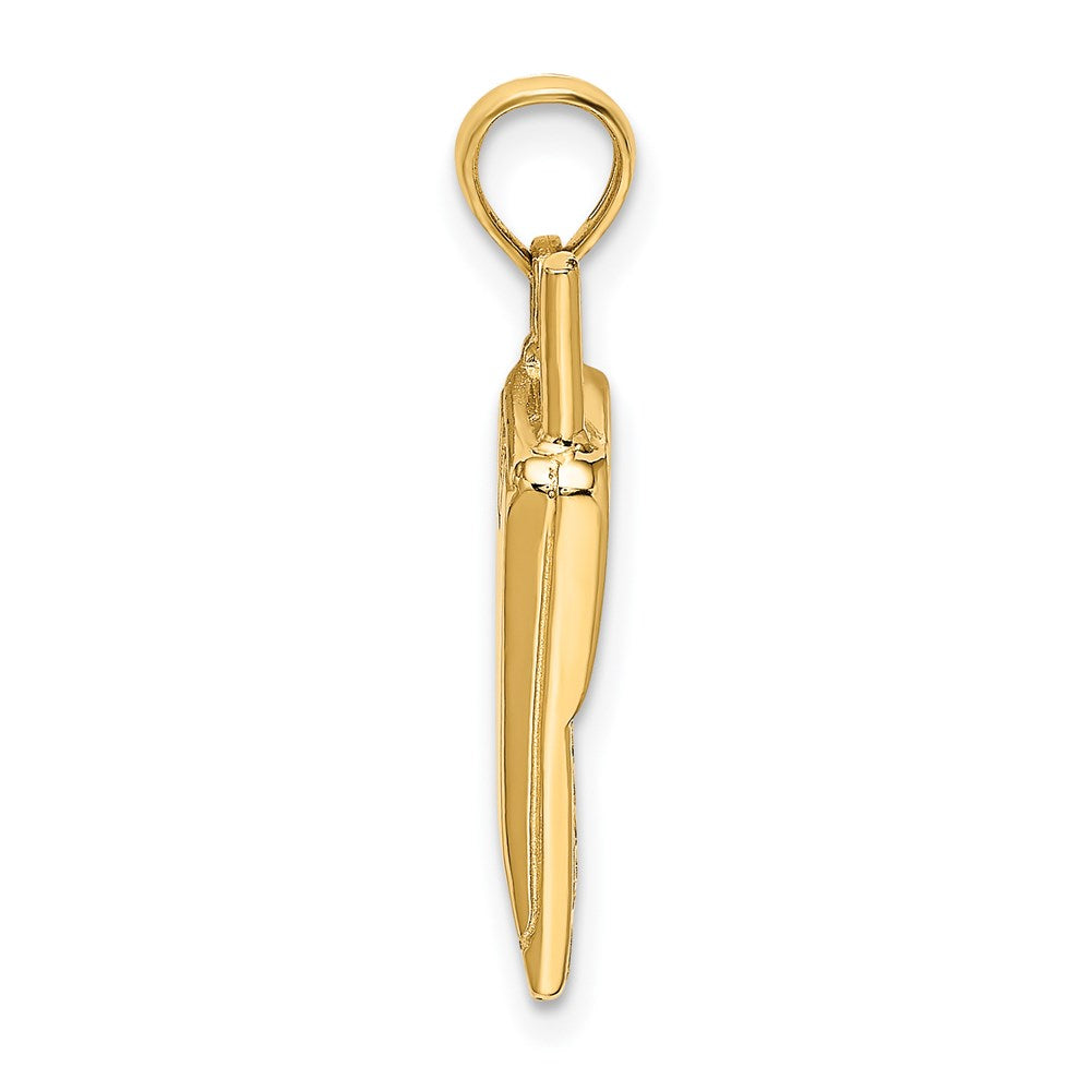 14k Yellow & Rhodium 6.9 mm 3-D Cell Phone Charm (3.17 grams)