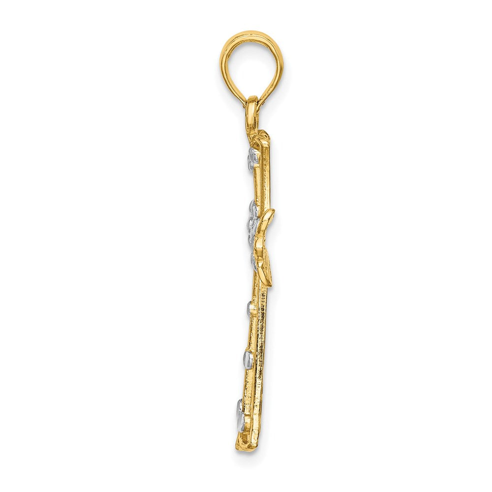 14k Yellow & Rhodium 17 mm D/C Cross Charm (1.21 grams)