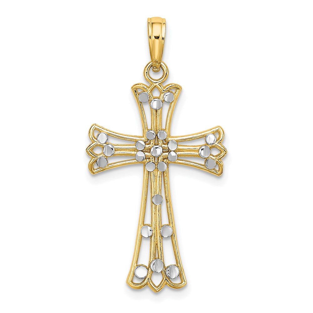 14k Yellow & Rhodium 17 mm D/C Cross Charm (1.21 grams)