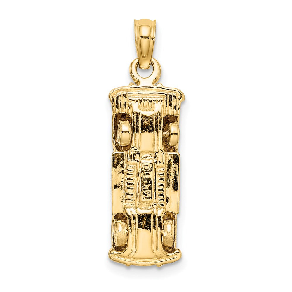 14k Yellow & Rhodium 7.6 mm 3-D Taxi with Moveable Tires Charm (4.3 grams)