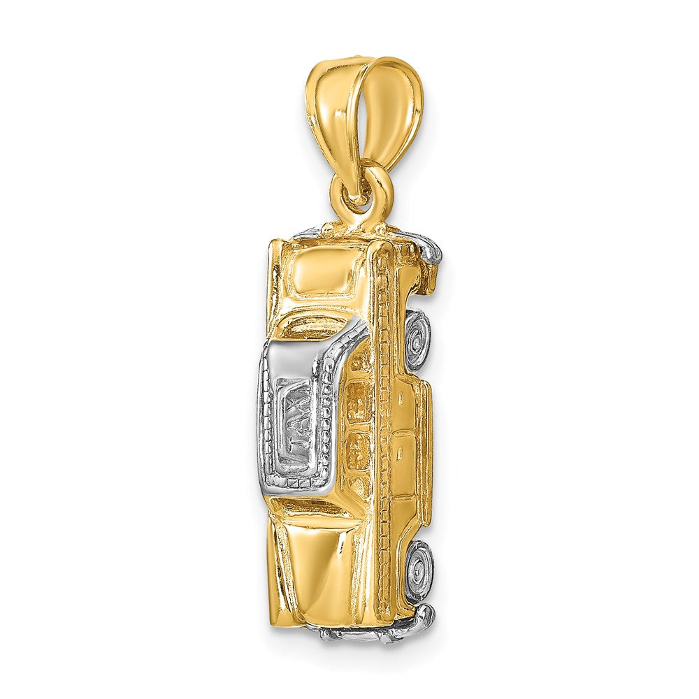 14k Yellow & Rhodium 7.6 mm 3-D Taxi with Moveable Tires Charm (4.3 grams)
