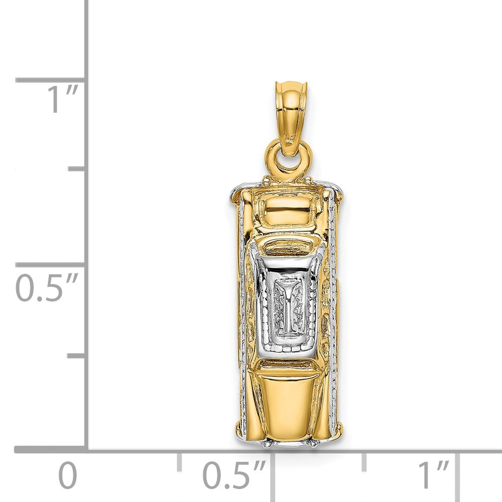 14k Yellow & Rhodium 7.6 mm 3-D Taxi with Moveable Tires Charm (4.3 grams)