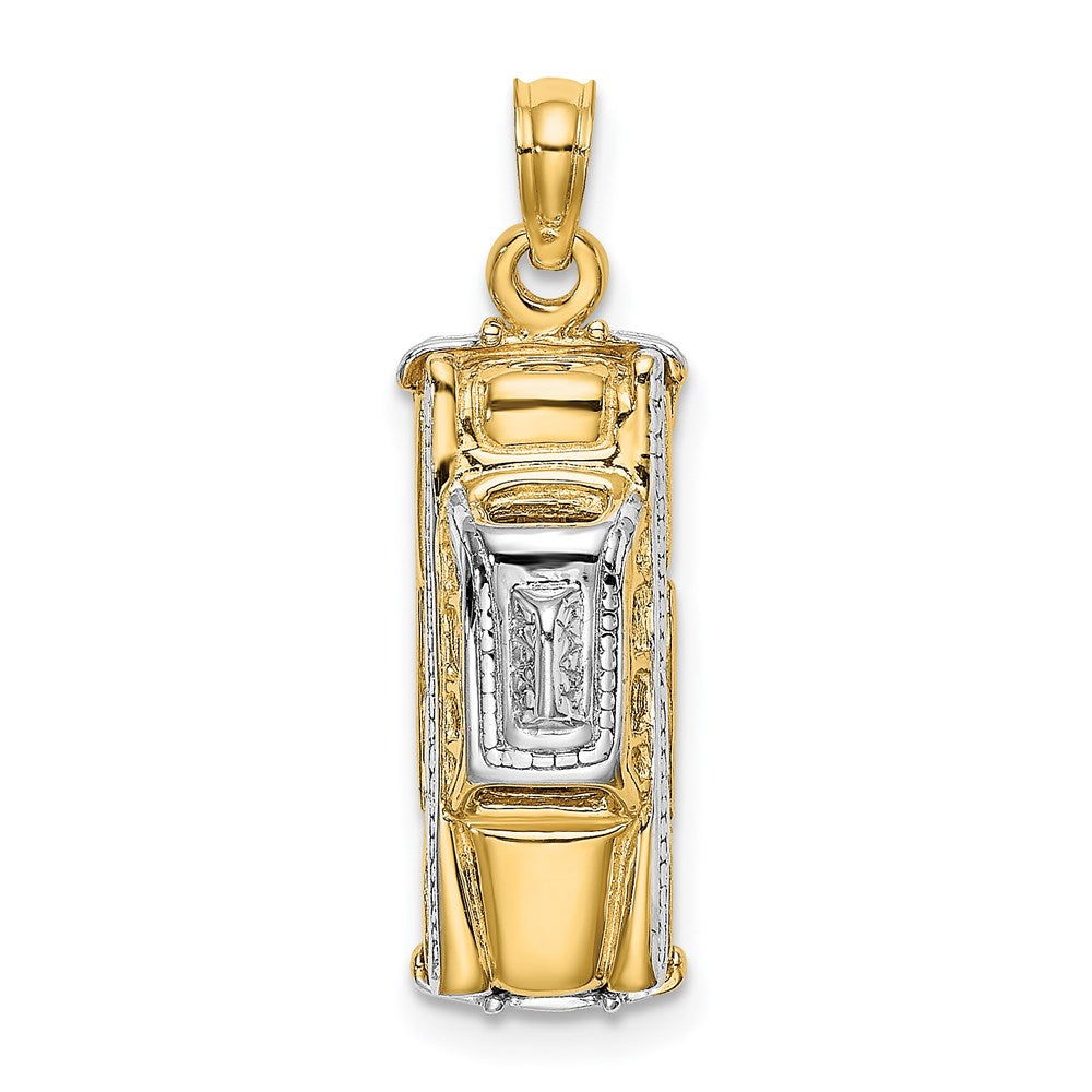 14k Yellow & Rhodium 7.6 mm 3-D Taxi with Moveable Tires Charm (4.3 grams)