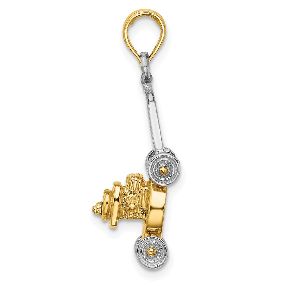 14k Two-tone 10 mm 3-D Lawn Mower Charm (3.23 grams)