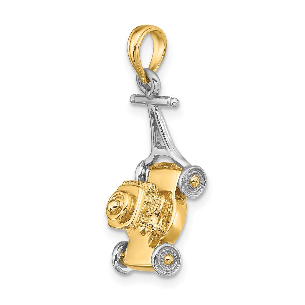 14k Two-tone 10 mm 3-D Lawn Mower Charm (3.23 grams)