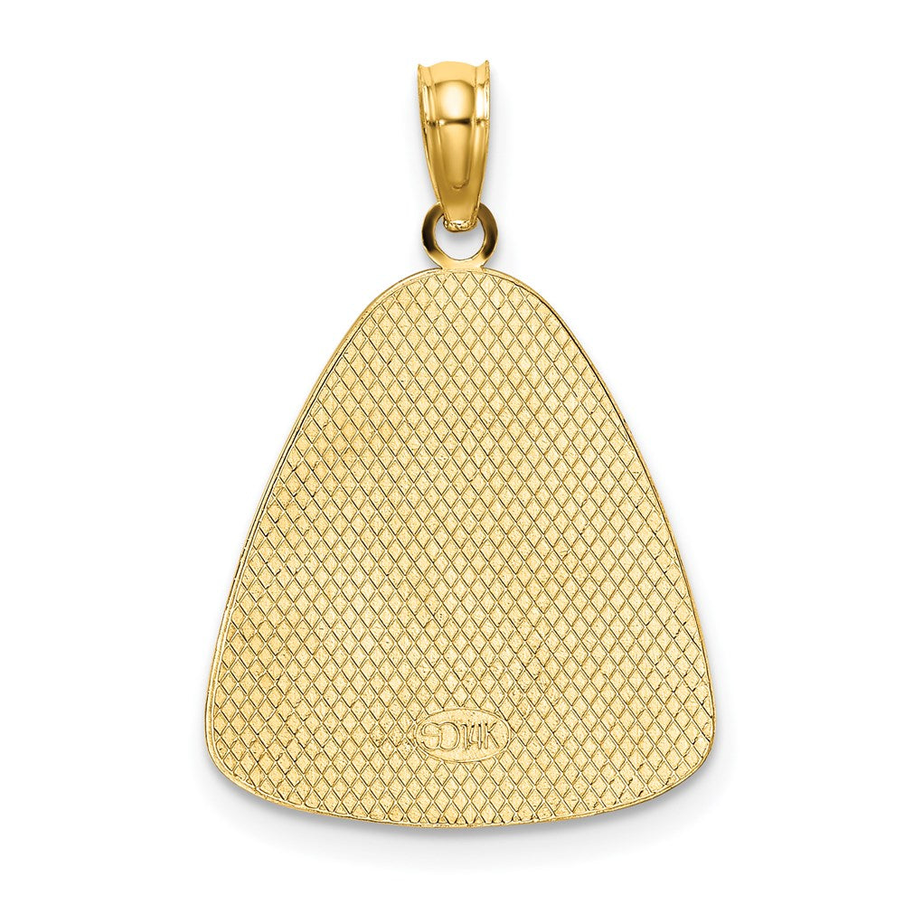 14k Yellow & Rhodium 16 mm Angel Praying w/Halo On Triangle Disc (1.97 grams)