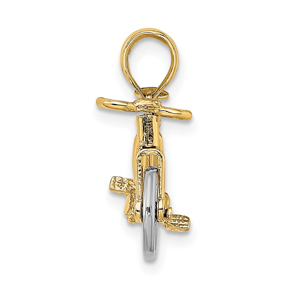 14k Two-tone 20.1 mm 3-D Bicycle w/ Moveable Tires Charm (1.96 grams)