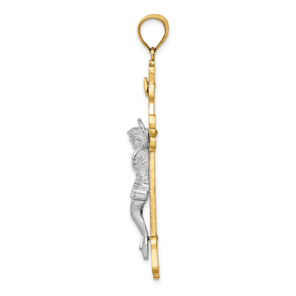14k Two-tone 18 mm INRI Crucfix Pendant (7.21 grams)