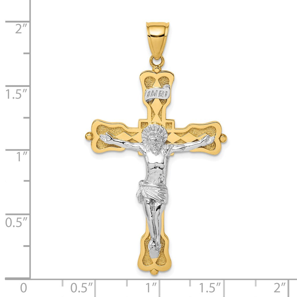 14k Two-tone 18 mm INRI Crucfix Pendant (7.21 grams)