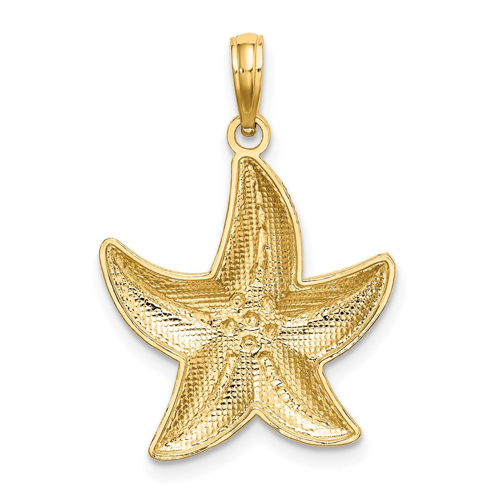 14k Yellow & Rhodium 18.8 mm Diamond-cut Small Starfish Charm (1.66 grams)