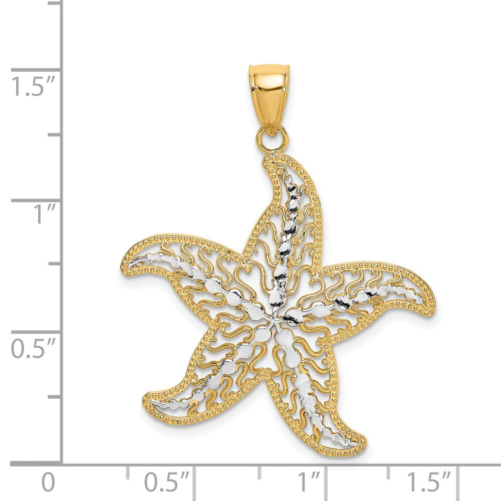 14k Yellow & Rhodium 30.9 mm Starfish Filigree Charm (2.38 grams)