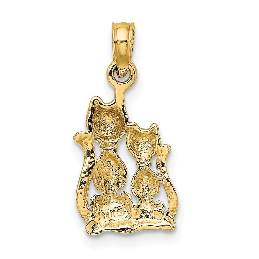 14k Yellow & Rhodium 9.8 mm Polished Cat and Kitten Charm (1.13 grams)