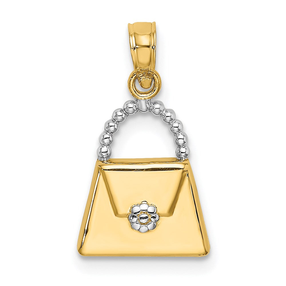 14k Yellow & Rhodium 15 mm Purse Charm (0.92 grams)